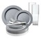 Smarty Had A Party Matte Steel Gray Round Disposable Plastic Wedding Value Set, 720PK 4850STGR-VS120 - alternate 1